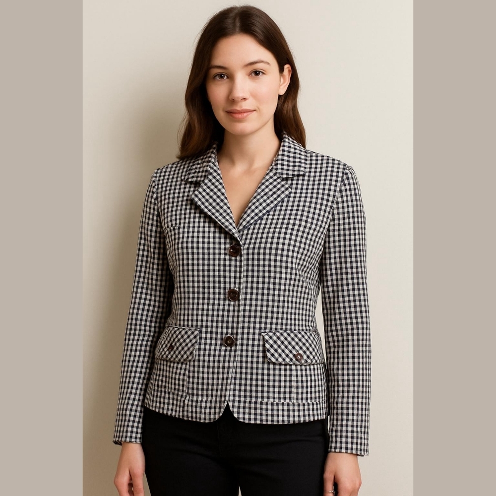 Vintage gingham jacket blouse / s / as is
